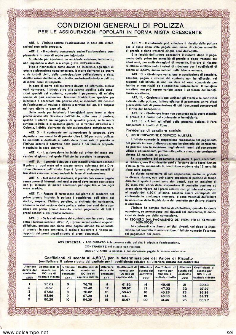 B 2463 - Polizza I.N.A. - Banca & Assicurazione