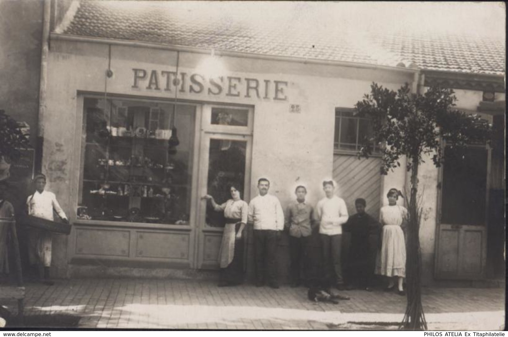 France CPA Carte Postale Carte Photo Pâtisserie Patisserie Dos Inscription Personnel Maison Bouffe La Figue - Magasins