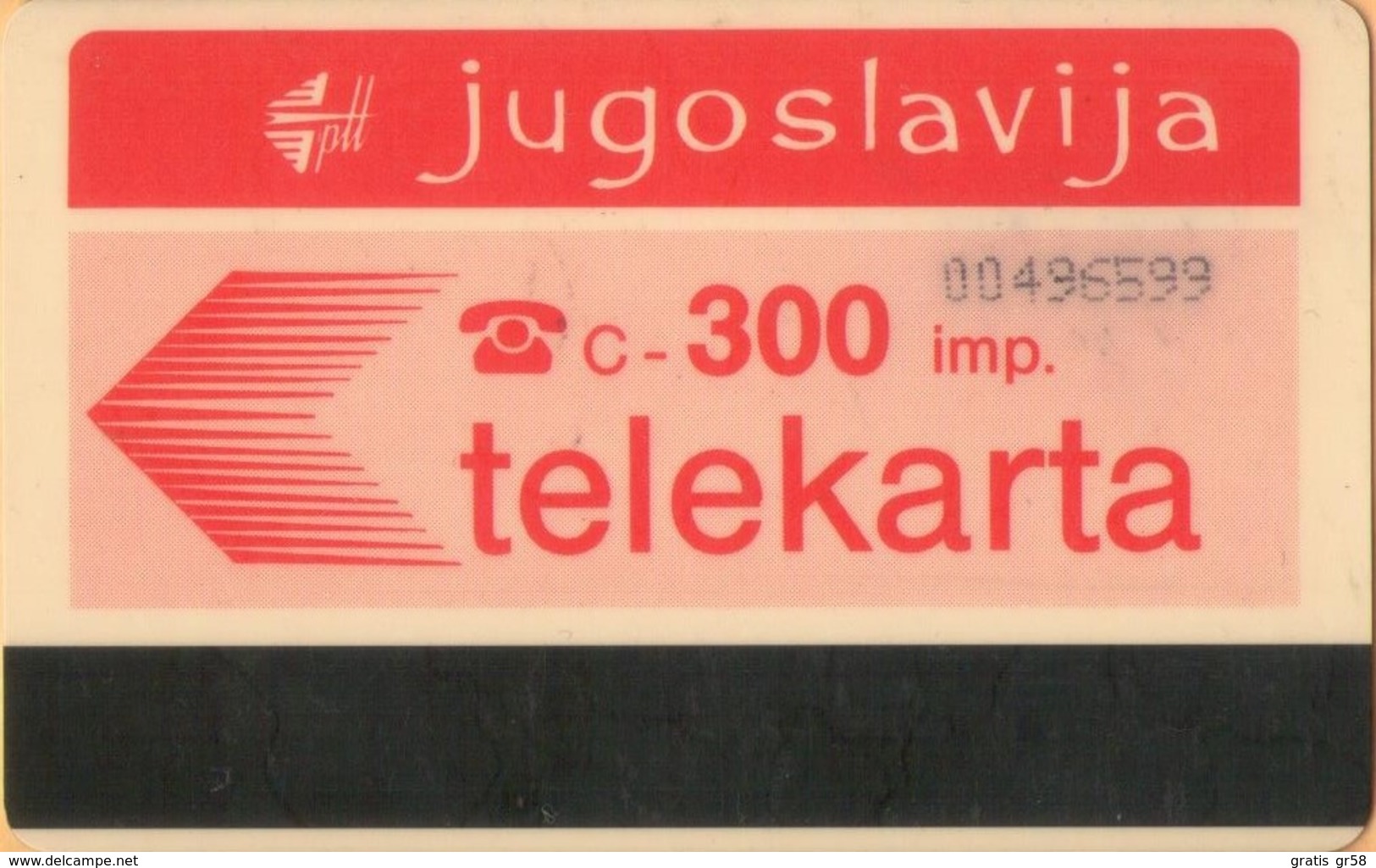 Yugoslavia - JUG-44, Autelca, Logo - Red (No Muflon Radece), 300U, CN: 8 Digits, 15.000ex, Used - Jugoslavia