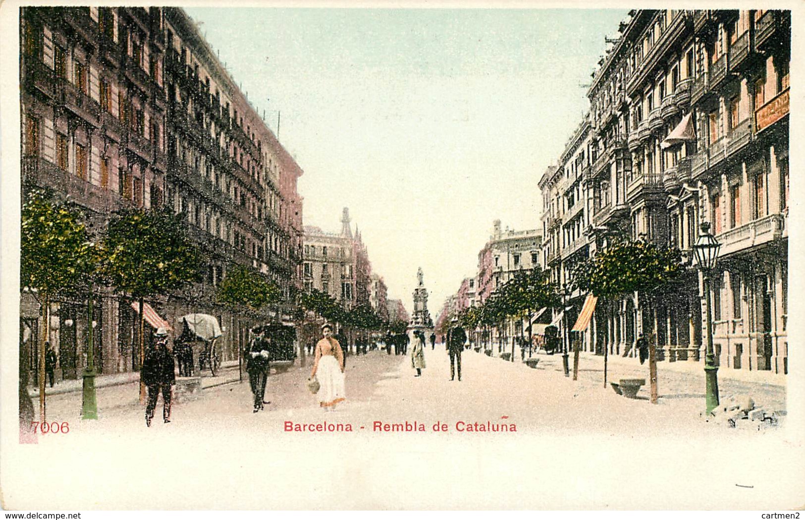 BARCELONA REMBLA DE CATALUNA ESPANA PHOTOCHROME 1900 - Barcelona