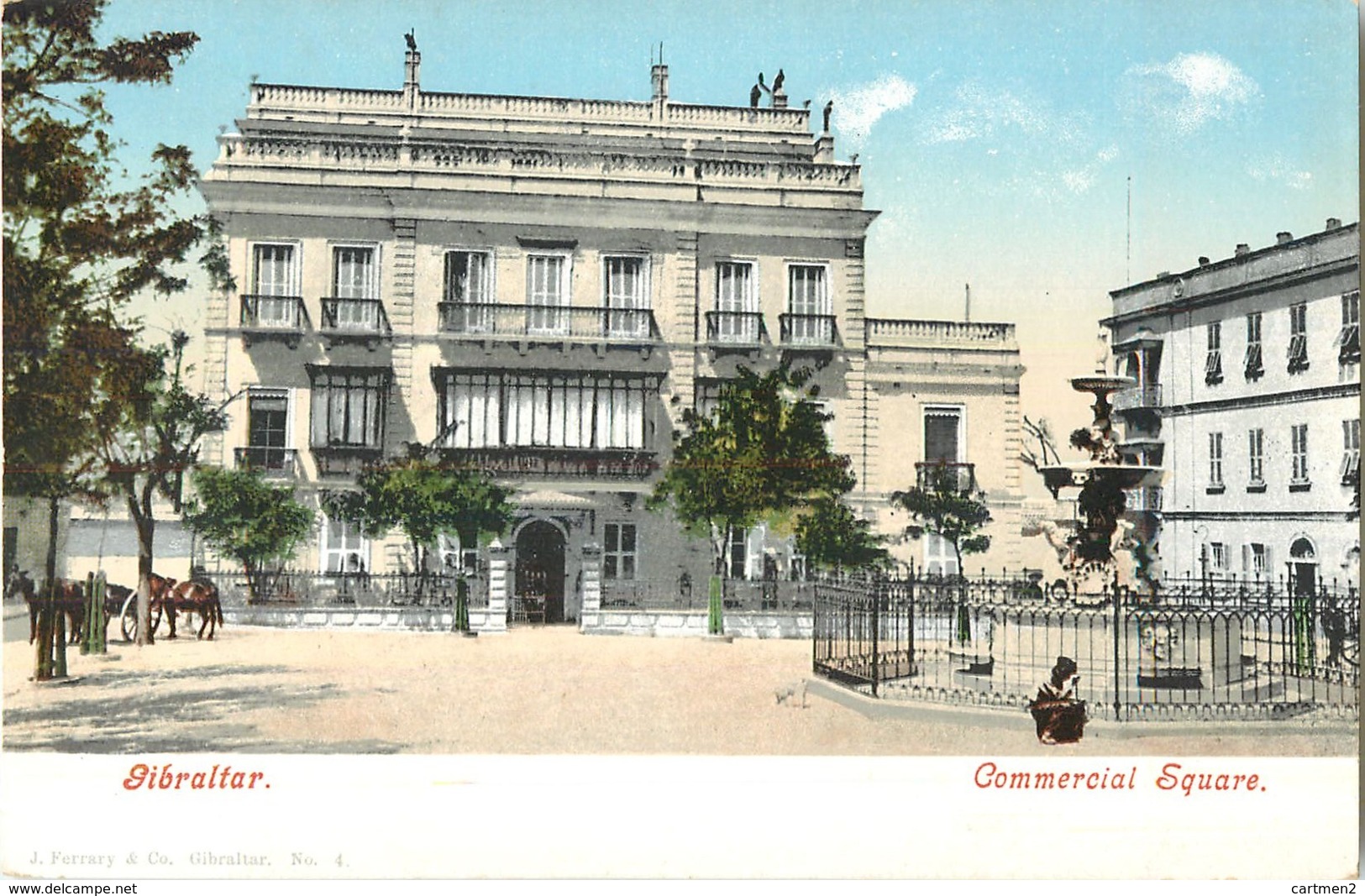 GIBRALTAR COMMERCIAL SQUARE J. FERRARY PHOTOCHROME 1900 - Gibraltar