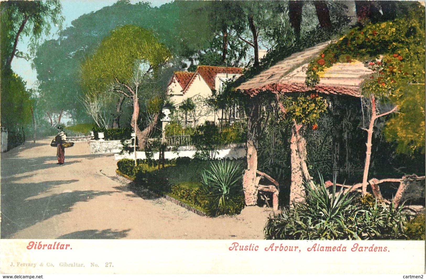 GIBRALTAR RUSTIC ARBOUR ALAMEDA GARDENS J. FERRARY § COMPAGNY PHOTOCHROME 1900 - Gibraltar