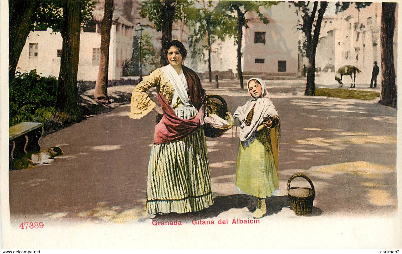 GRANADA GITANOS DEL ALBAICIN GITAN FOLKLORE MUSIQUE COSTUME GITANO ESPANA PHOTOCHROME 1900 ESPAGNE - Granada