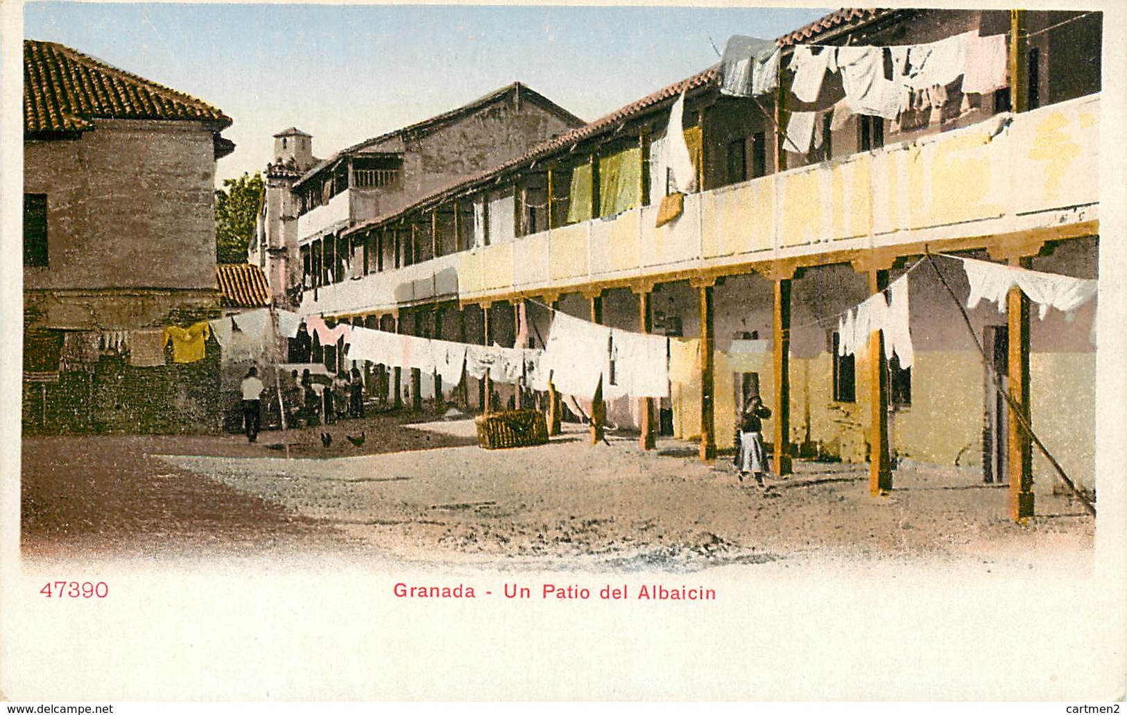 GRANADA UN PATIO DEL ALBAICIN ESPANA PHOTOCHROME 1900 ESPAGNE - Granada