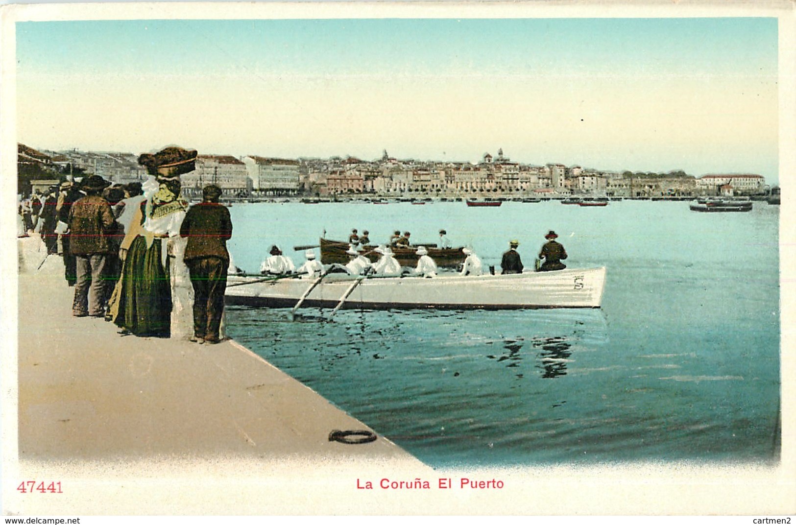 LA CORUNA EL PUERTO ESPANA PHOTOCHROME 1900 - La Coruña