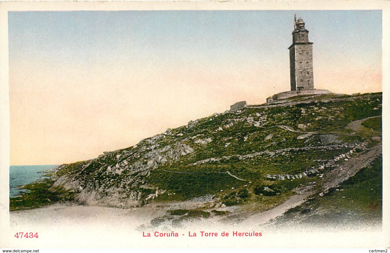 LA CORUNA LA TORRE DE HERCULES ESPANA PHOTOCHROME 1900 - La Coruña