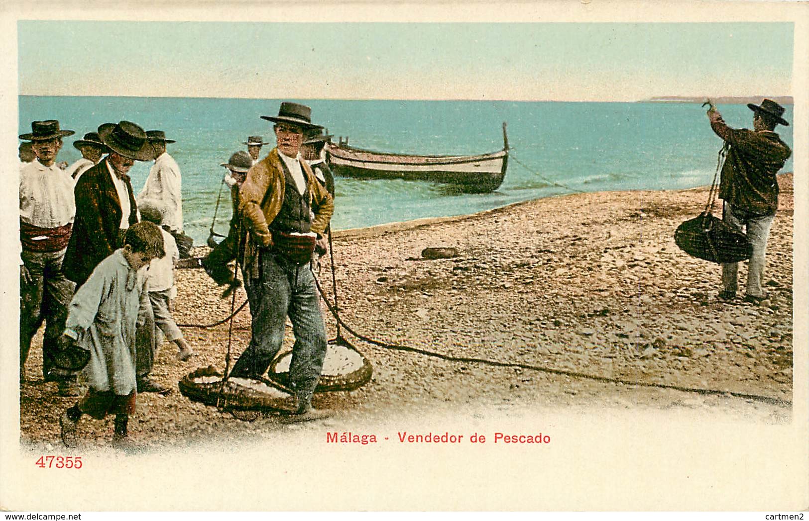 MALAGA VENDEDOR DE PESCADO PESCA ESPANA PHOTOCHROME 1900 ESPAGNE - Málaga