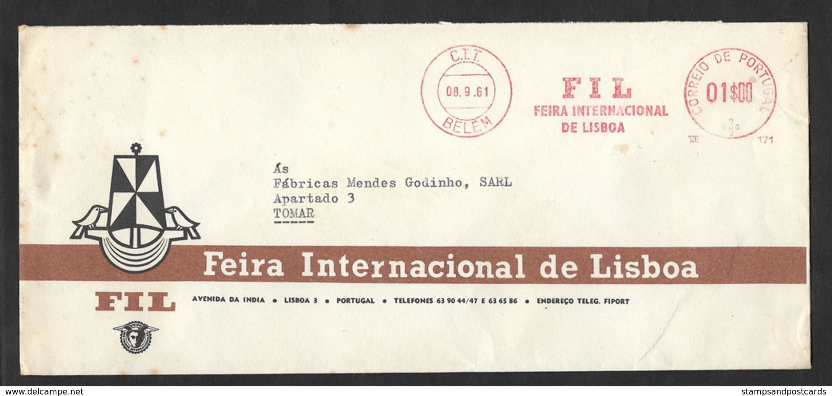 Portugal EMA Cachet Rouge Foire International De Lisbonne 1961 Lisbon International Trade Fair Franking Meter - Machines à Affranchir (EMA)