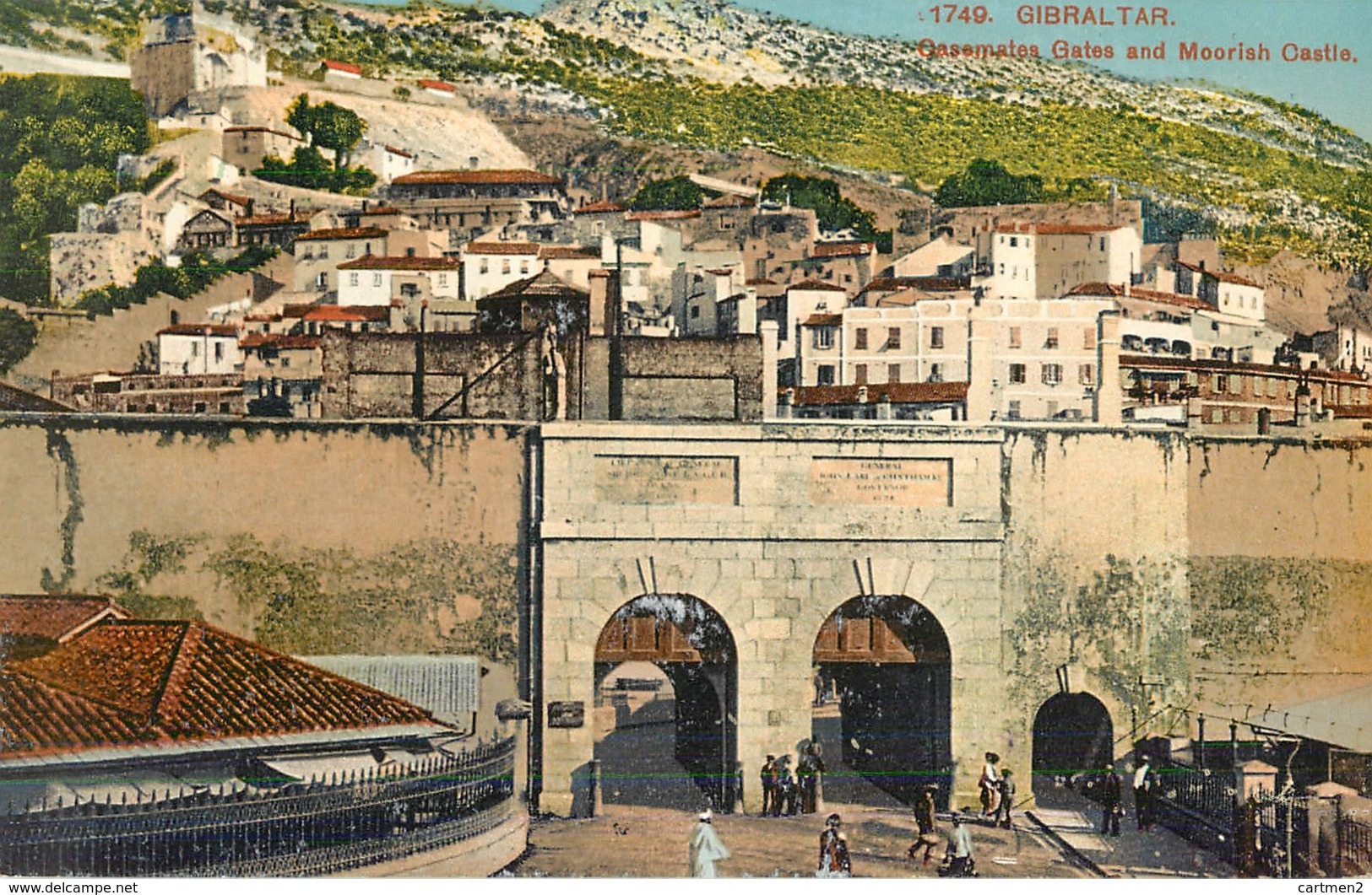 GIBRALTAR CASEMATES GATES AND MOORISH CASTLE PHOTOCHROME 1900 - Gibraltar