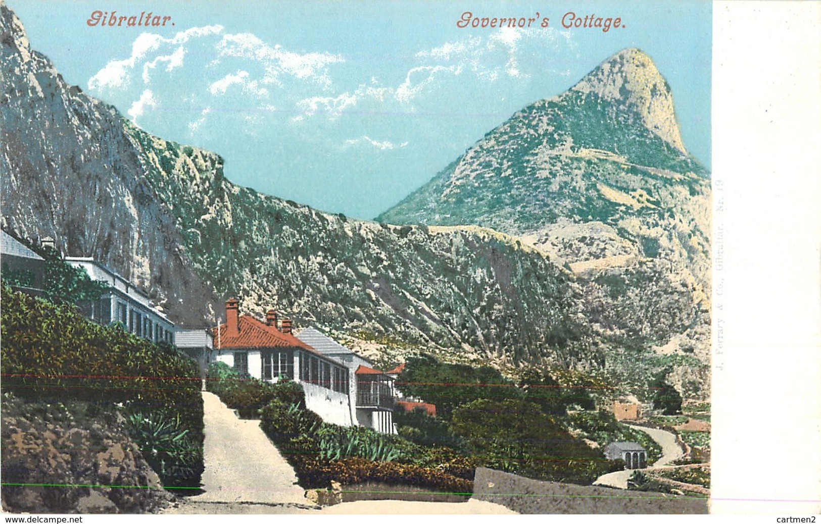 GIBRALTAR GOVERNOR'S COTTAGE PHOTOCHROME 1900 - Gibraltar