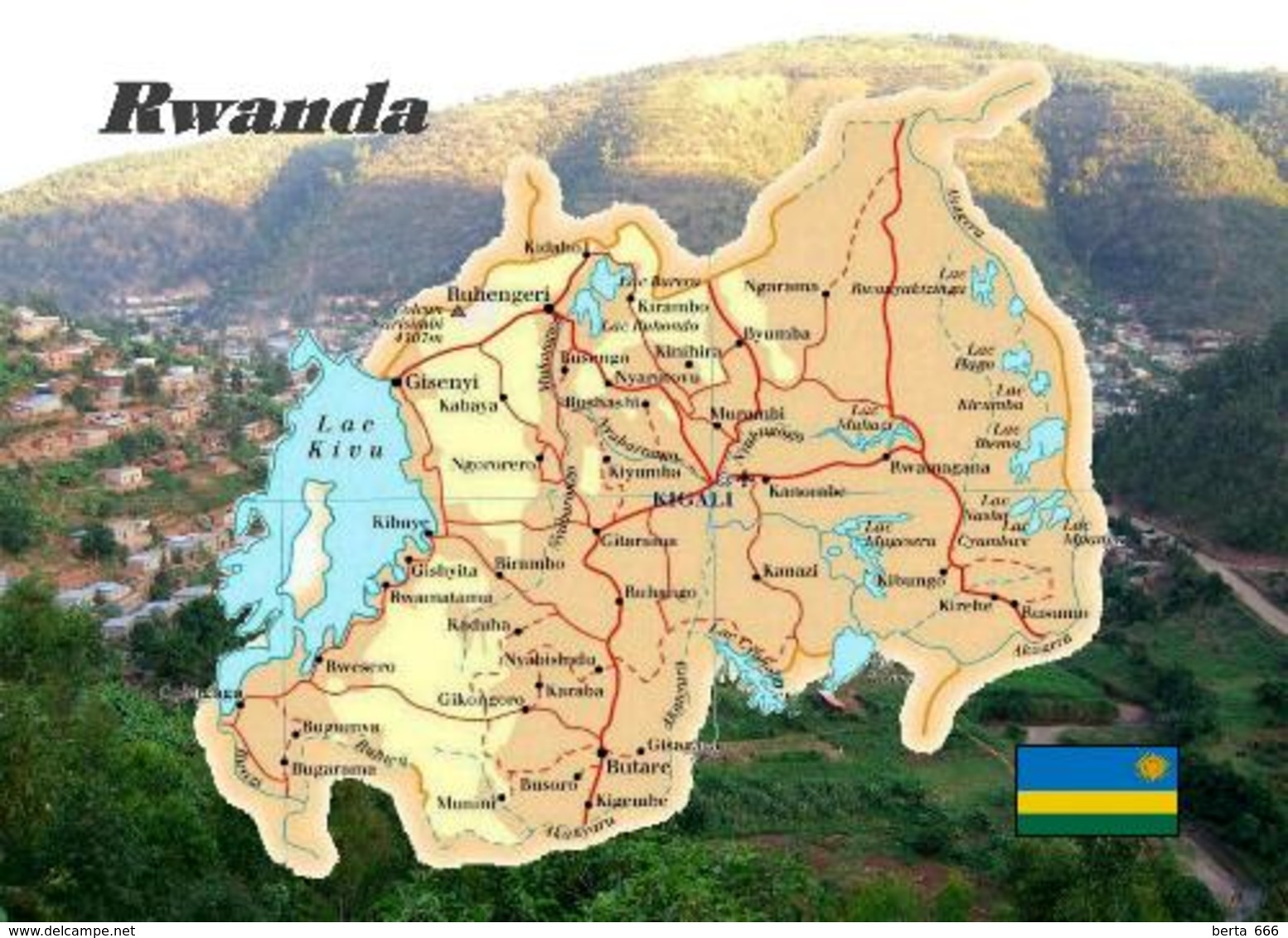 AK Ruanda Landkarte Rwanda Country Map New Postcard - Ruanda