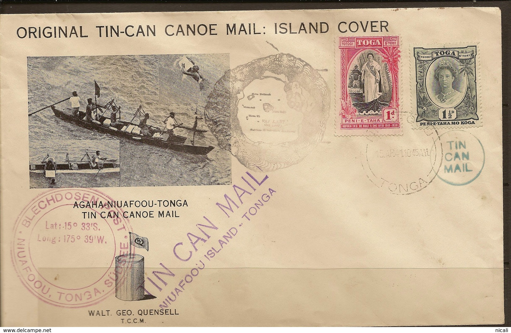 TONGA 1941 Tin Can Mail U #AVA211 - Tonga (...-1970)