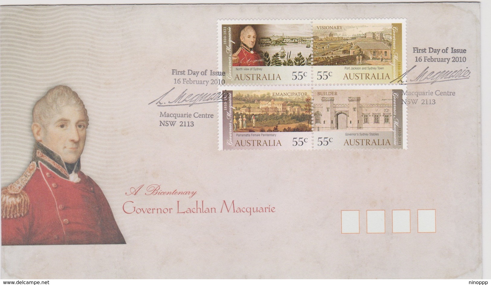 Australia 2010 Governor Macquarie FDC - FDC