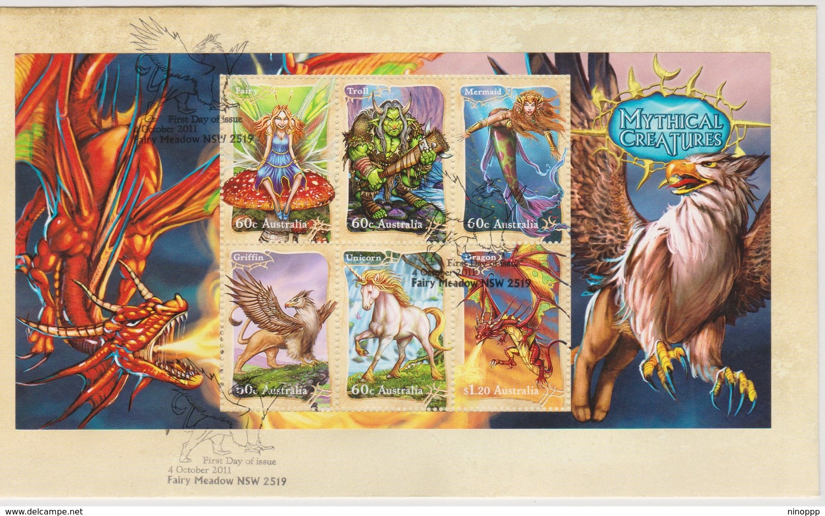 Australia 2011 Mythical Creatures Miniature Sheet FDC - FDC