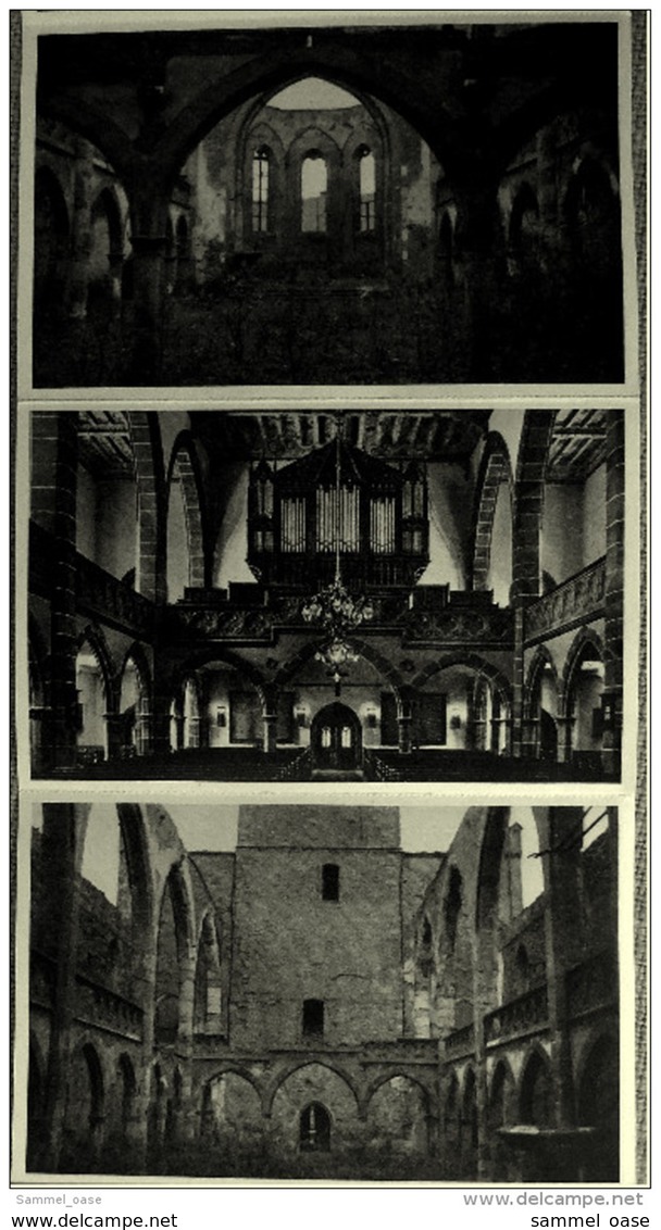 Postkarten-Serie Groß-Gerau - Evangelische Stadtkirche Vor Und Nach Der Zerstörung 1944 - Ansichtskarten Ca.1950 - Gross-Gerau