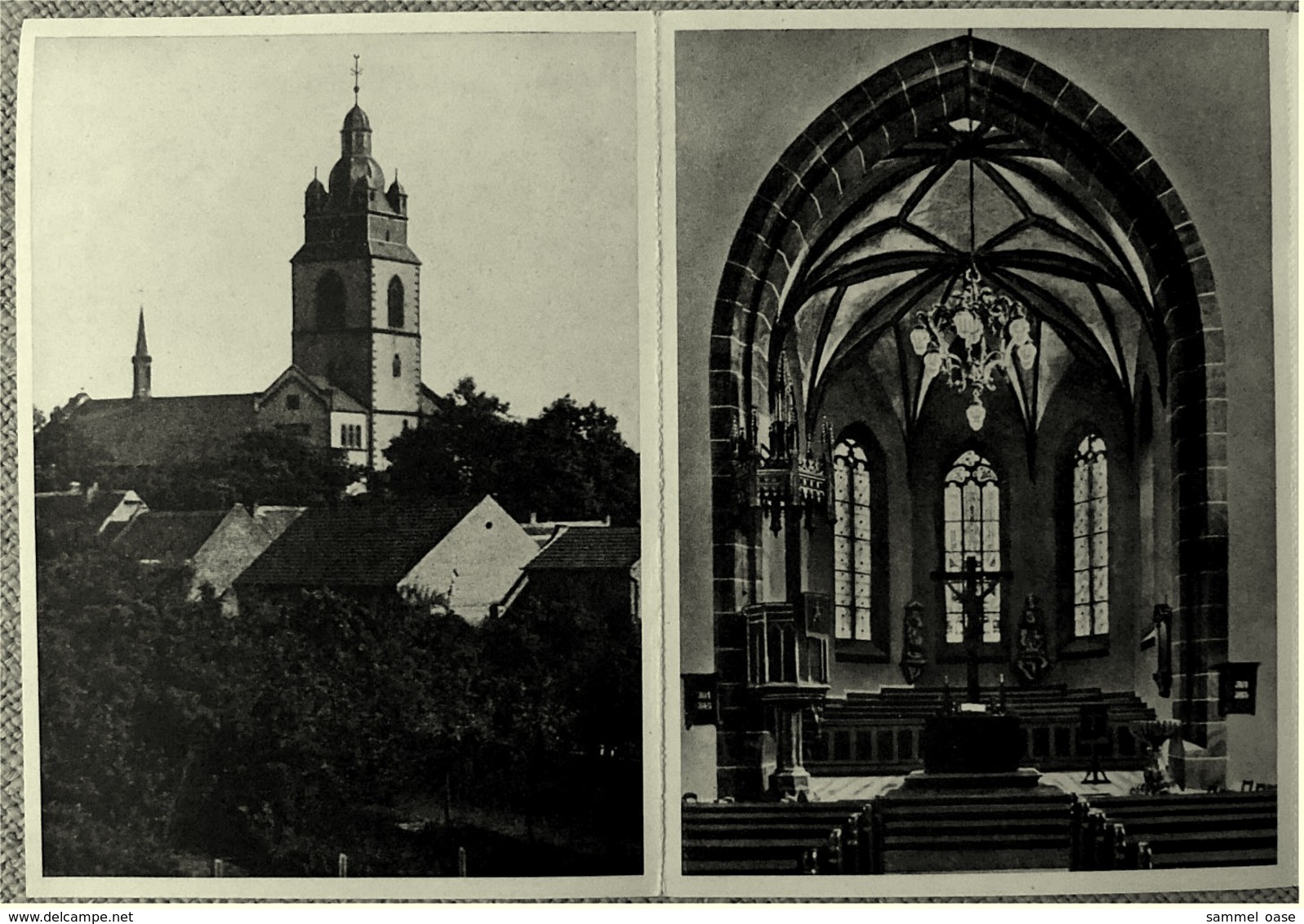 Postkarten-Serie Groß-Gerau - Evangelische Stadtkirche Vor Und Nach Der Zerstörung 1944 - Ansichtskarten Ca.1950 - Gross-Gerau