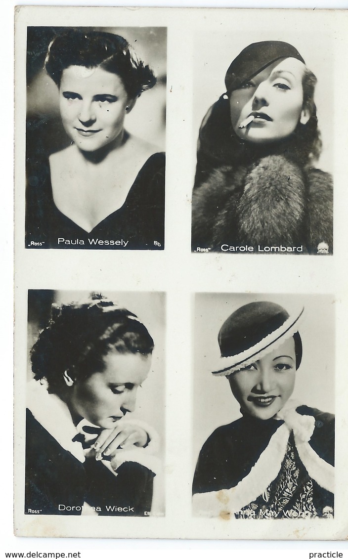 B73 Paula Wessely & Carole Lombard & Dorothea Wieck & Anna May Wong Four In One Card - Acteurs