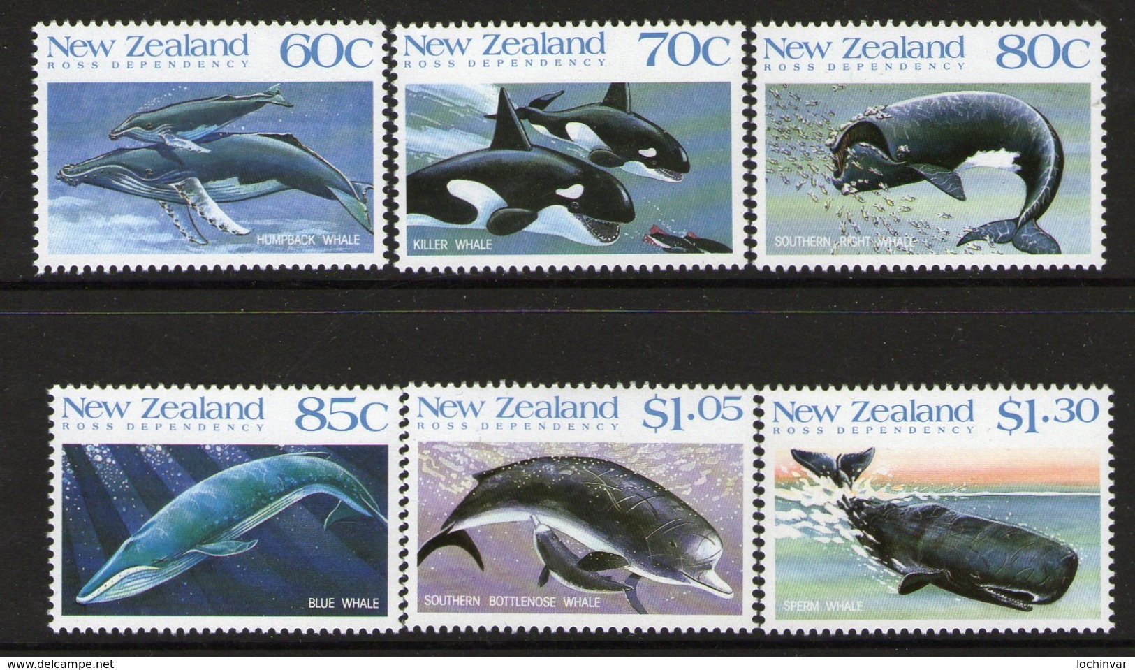 NEW ZEALAND, 1988 WHALES 6 MNH - Unused Stamps
