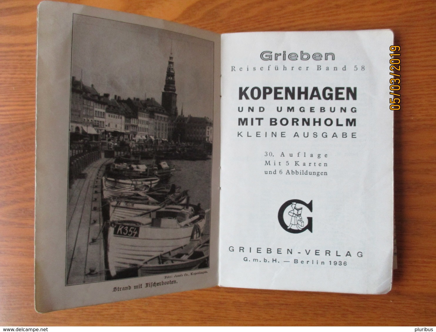 GRIEBENS REISEFÜHRER , KOPENHAGEN MIT BORNHOLM  1936   ,0 - Dänemark