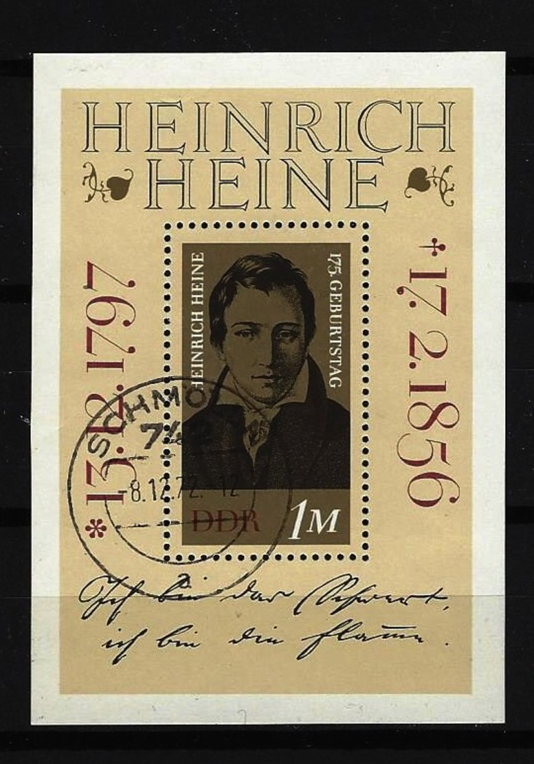 DDR - Block Nr. 37 - 175. Geburtstag Von Heinrich Heine Gestempelt SCHMÖLLN - Sonstige & Ohne Zuordnung