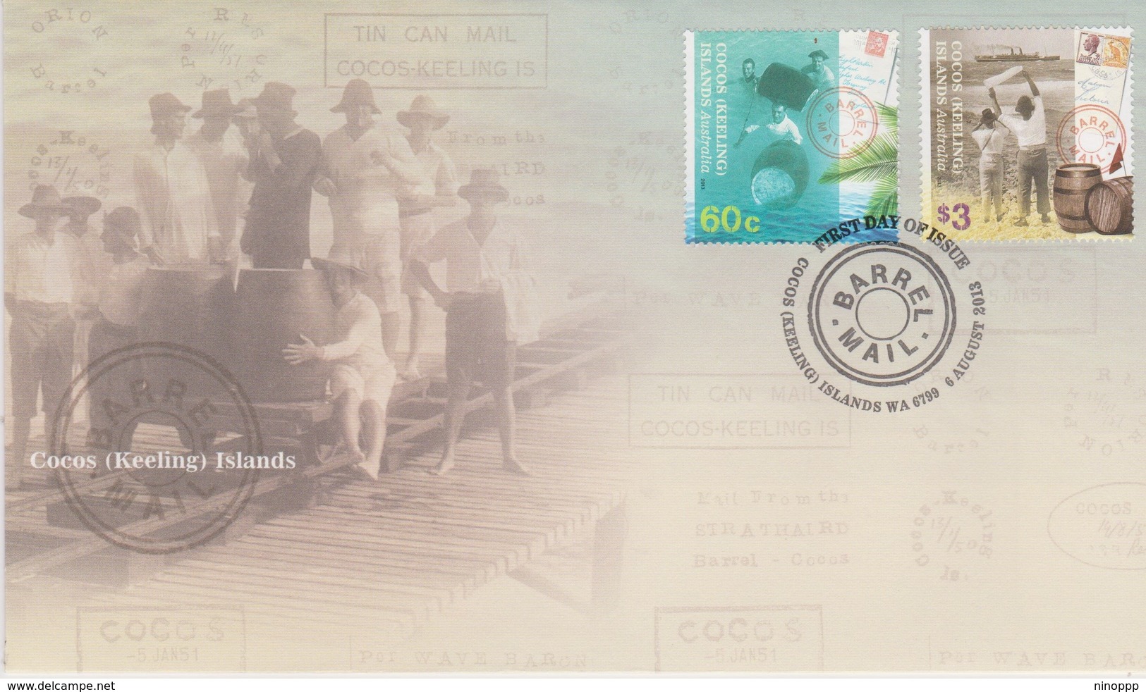 Cocos (Keeling) Islands 2013 Barrel Mail, FDC,A - Cocos (Keeling) Islands