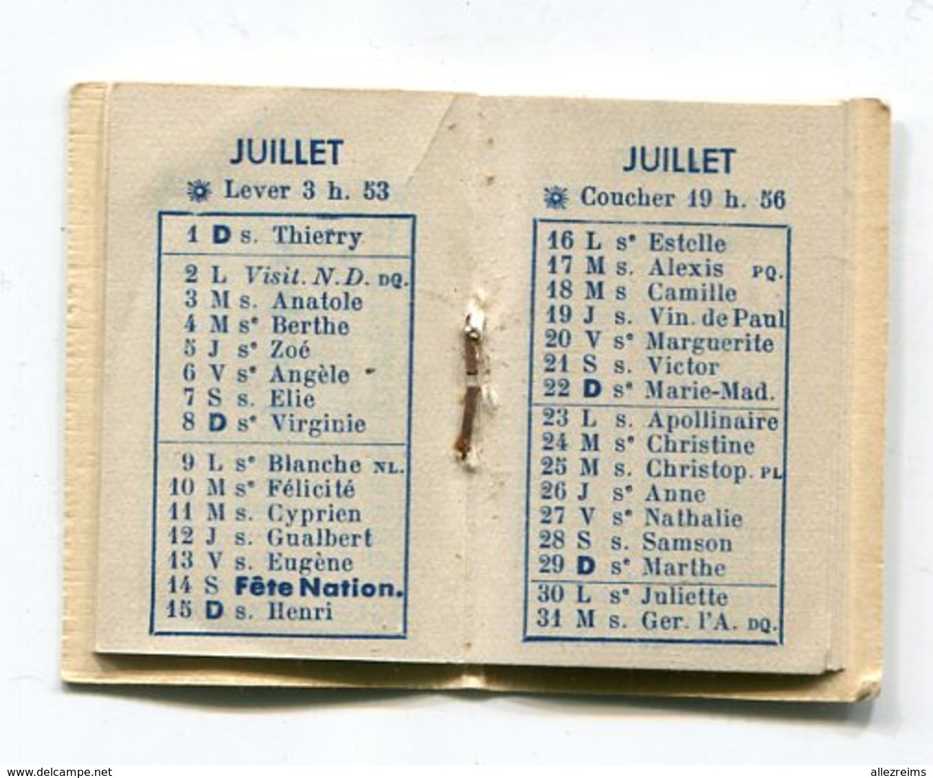 Calendrier 1945 Format 38*56 Mm    A    VOIR  !!! - Petit Format : 1941-60