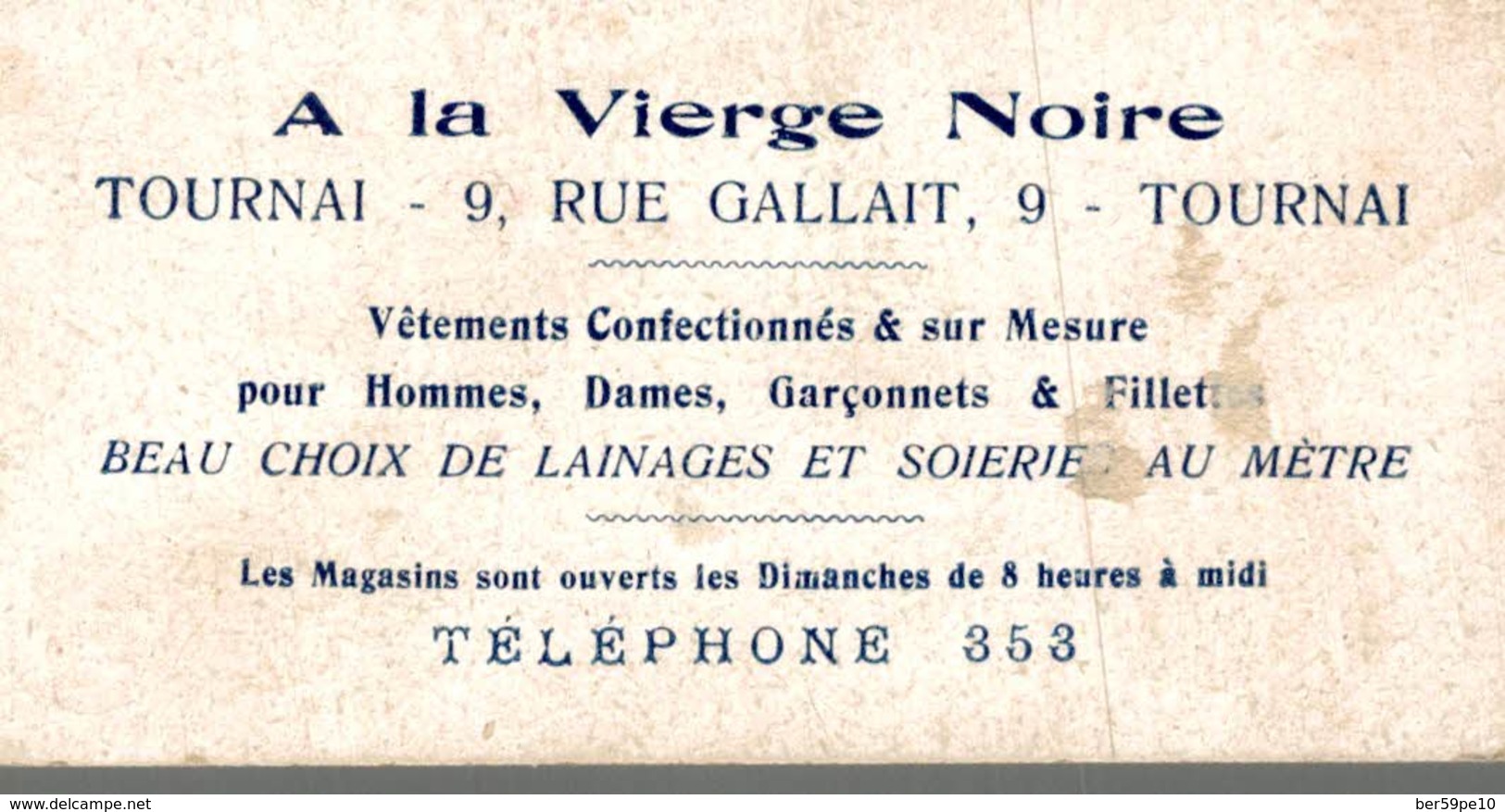 CHROMO A LA VIERGE NOIRE VETEMENTS CONFECTIONNES&SUR MESURE TOURNAI  CHAMPIGNONS - Autres & Non Classés