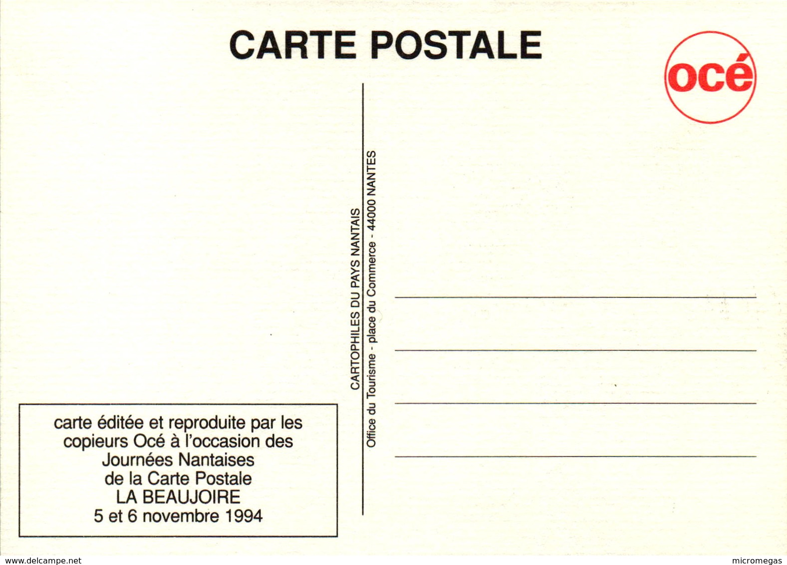 Journées Nantaises De La Carte Postale, La Beaujoire 1994 - Bourses & Salons De Collections