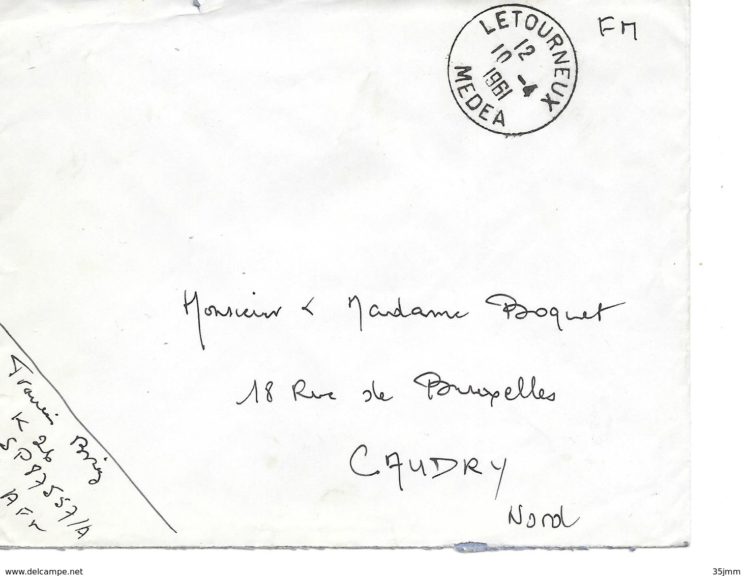 Lettre Algérie Letourneux Médéa 1961 - Lettres & Documents