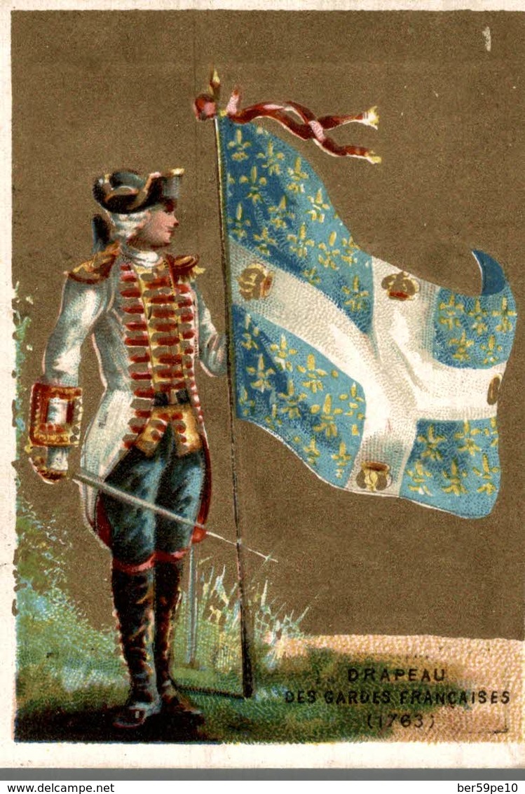 CHROMO LA CHICOREE A LA BOULANGERE CANDELIEZ SAINTE-OLLE-LEZ-CAMBRAI DRAPEAU DES GARDES FRANCAISES 1763 - Autres & Non Classés