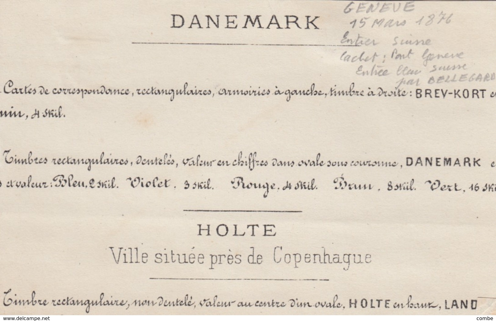 CARD SWITZERLAND 1876. GENEVE TO FRANCE ENTREE SUISSE BELLEGARDE - Sonstige & Ohne Zuordnung