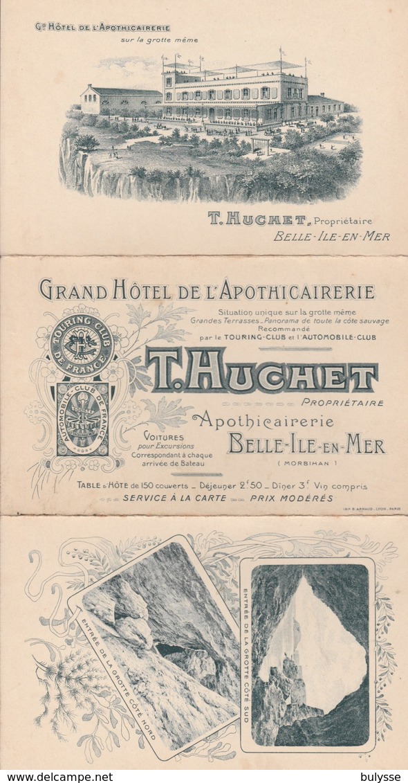 Depliant Publicitaire  Grand Hotel De L'apothicairerie Huchet Tbe - Belle Ile En Mer