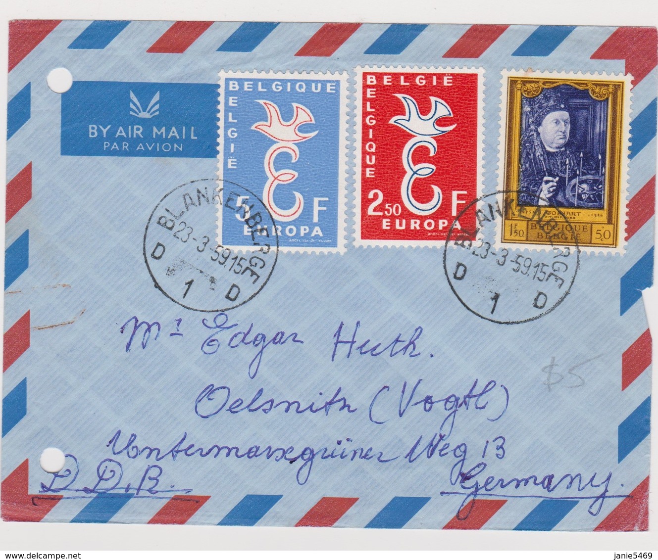 Belgium 1959 Europa On Cover - Used Stamps