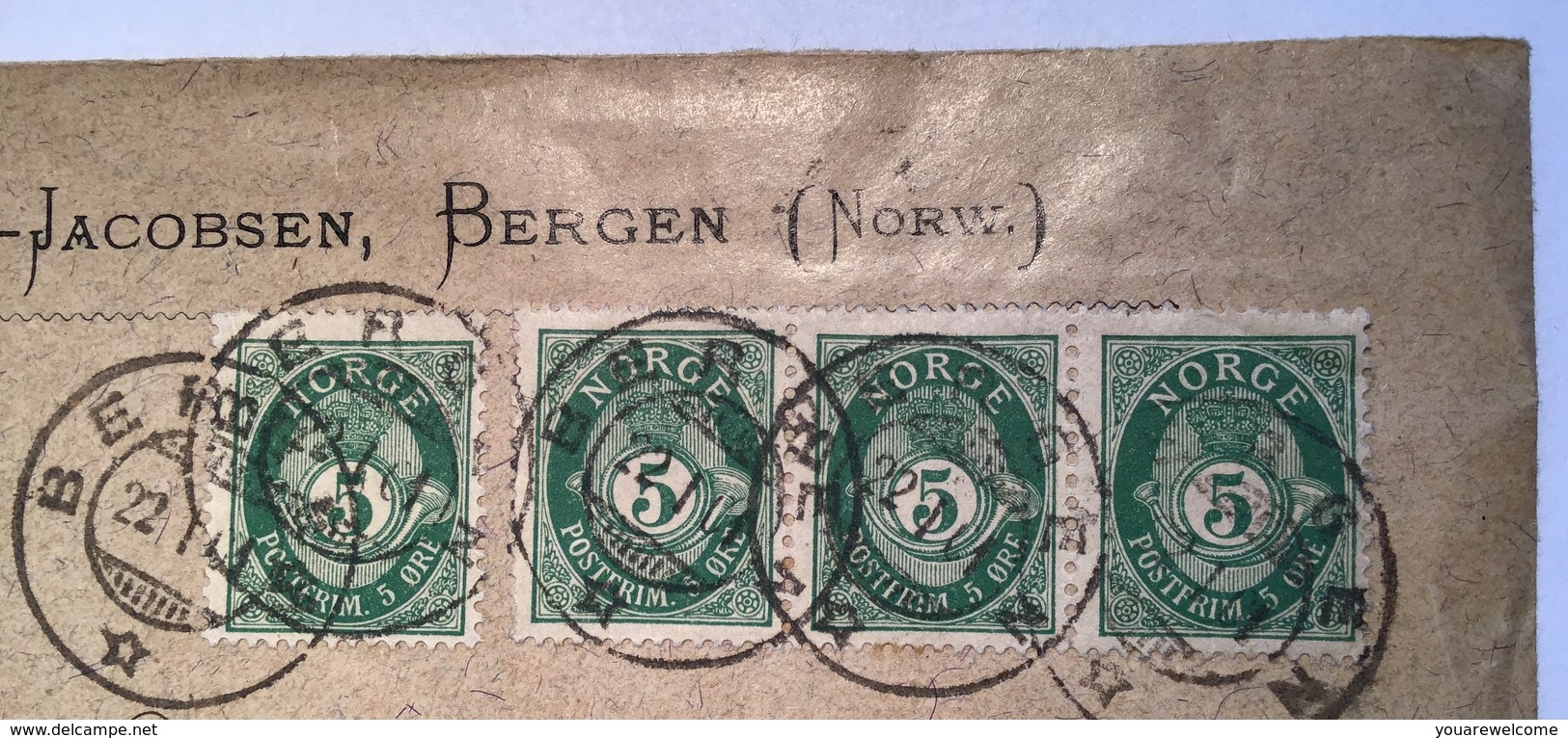 Norway NK UNRECORDED Cover BERGEN 1901 > Netherlands (Norvége Lettre Amsterdam Brief Norwegen - Briefe U. Dokumente