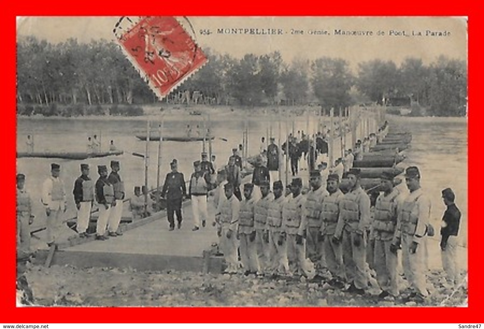 CPA MILITARIA (34) Montpellier. 2em Génie, Manoeuvre De Pont. La Parade, Officiers, Animé...I0764 - Reggimenti