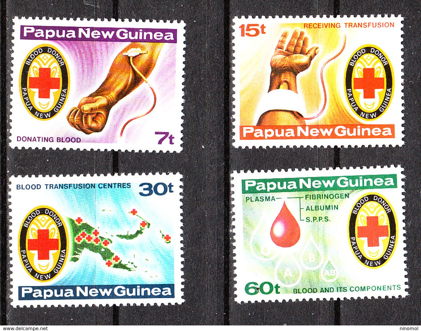 Papua  N. Guinea  - 1980. Trasfusione Del Sangue. Croce Rossa. Blood Transfusion. Red Cross. MNH Complete Set - Primo Soccorso