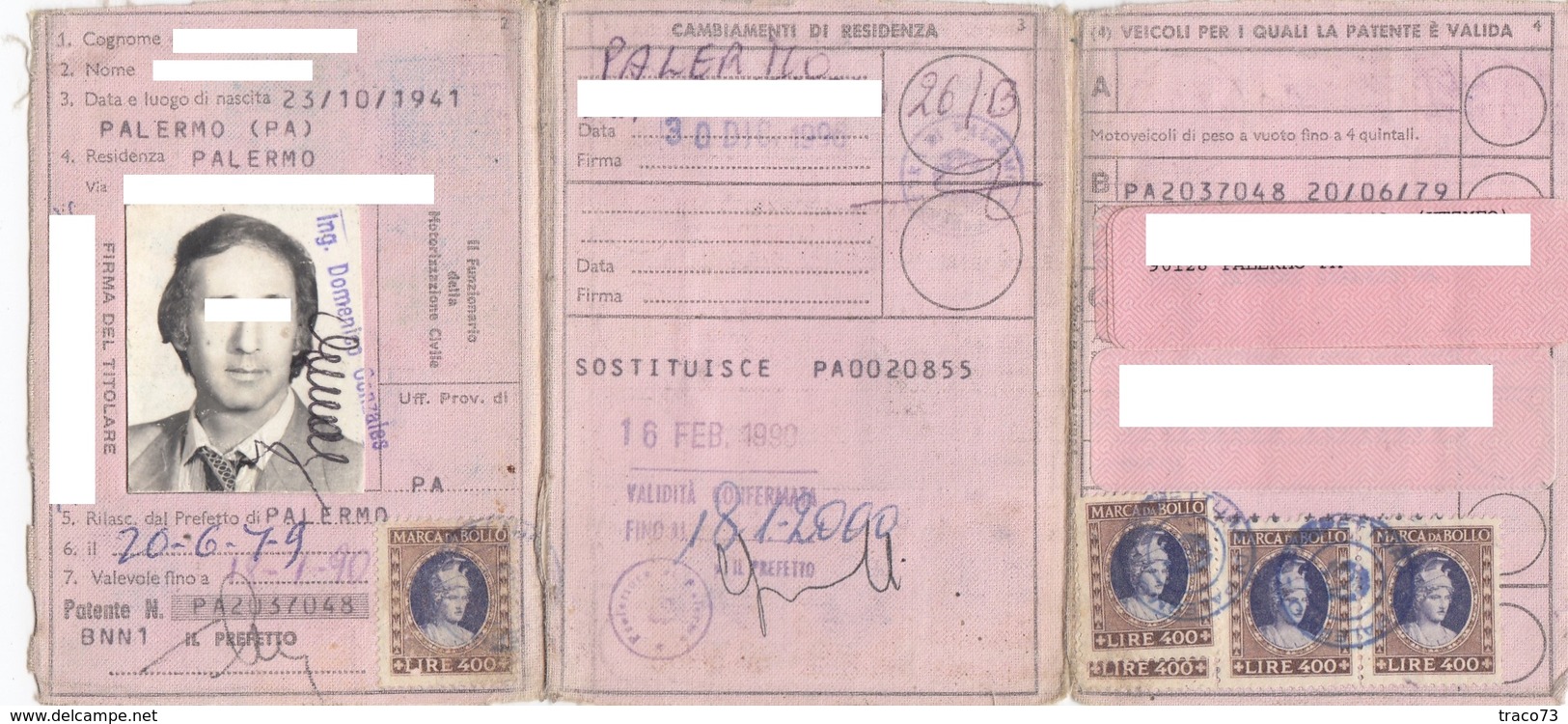 PATENTE DI GUIDA  / MARCHE DA BOLLO PER PATENTE DI GUIDA SU DOCUMENTO DATATO 1970 - Fiscali