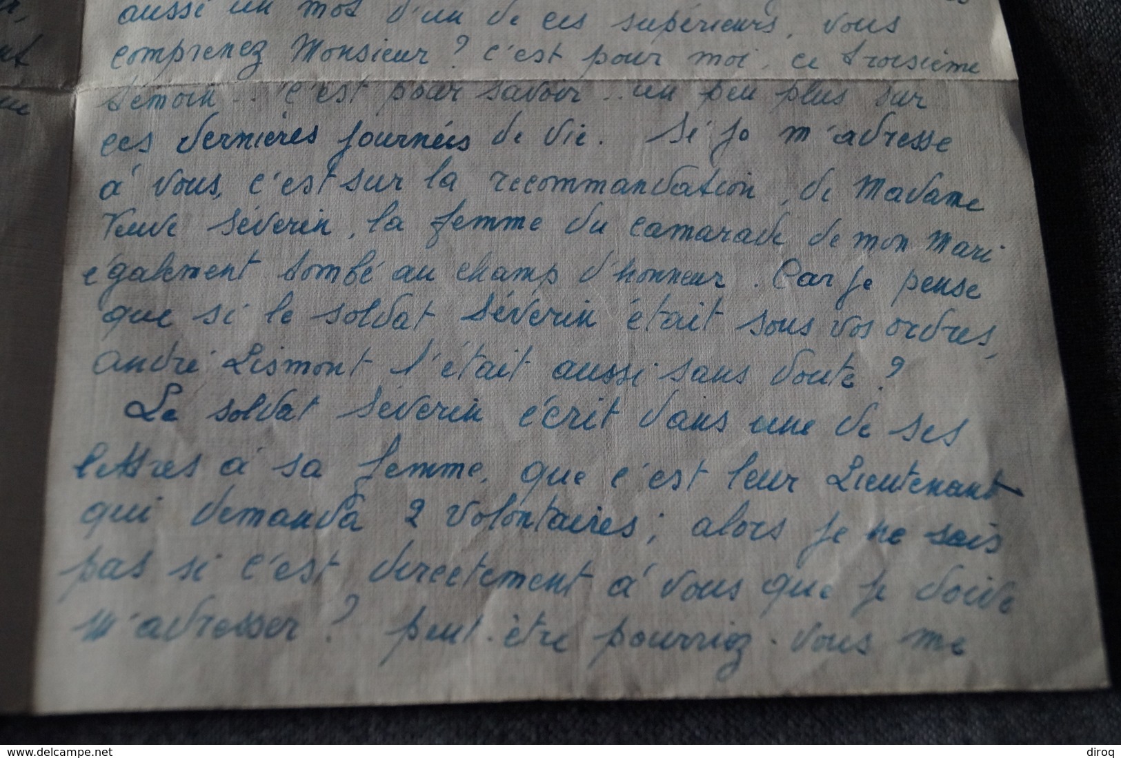 ancien document manuscrit d'une épouse de soldat tué au combat,André Lismont 1941,original