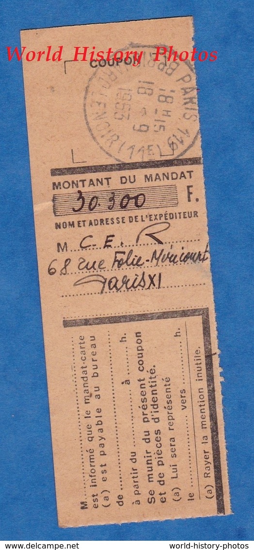 Coupon De Mandat Avec Cachet Postale - 1953 - Postal - " Poste Télégraphe Téléphone " - Autres & Non Classés