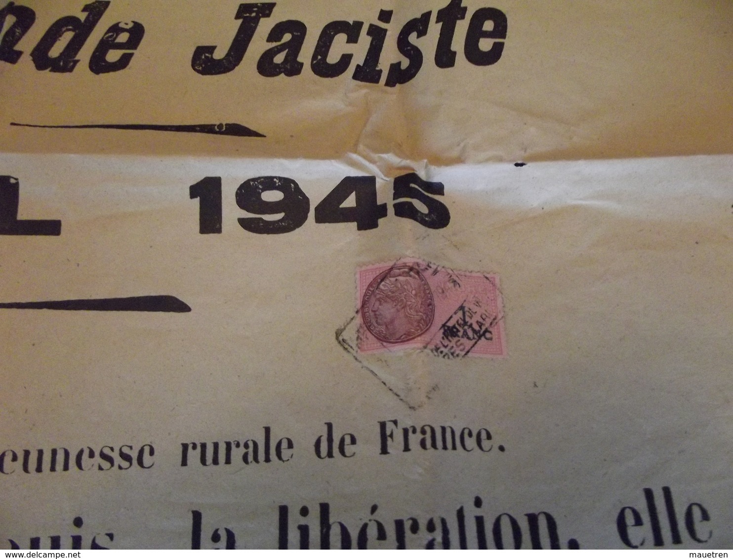 AFFICHE JOURNEE DE PROPAGANDE JACISTE Le 22 Avril 1945 A Verdalle Tarn - Affiches