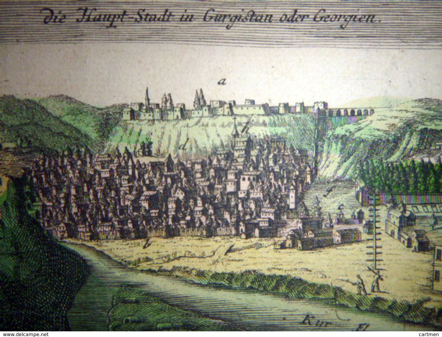 TIFLIS ARMENIE GEORGIE GRAVURE ANCIENNE 17° SIECLE VUE DE LA VILLE VERS 165014 X 11 CM - Autres & Non Classés