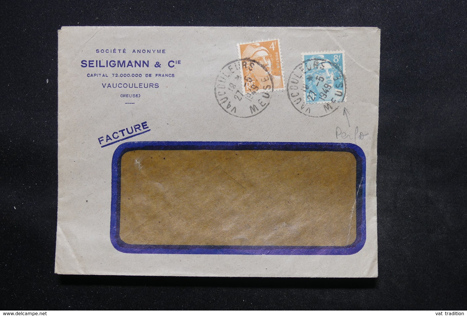 FRANCE - Type Gandons Perforés Sur Enveloppe Commerciale De Vaucouleurs En 1949 - L 24323 - Other & Unclassified