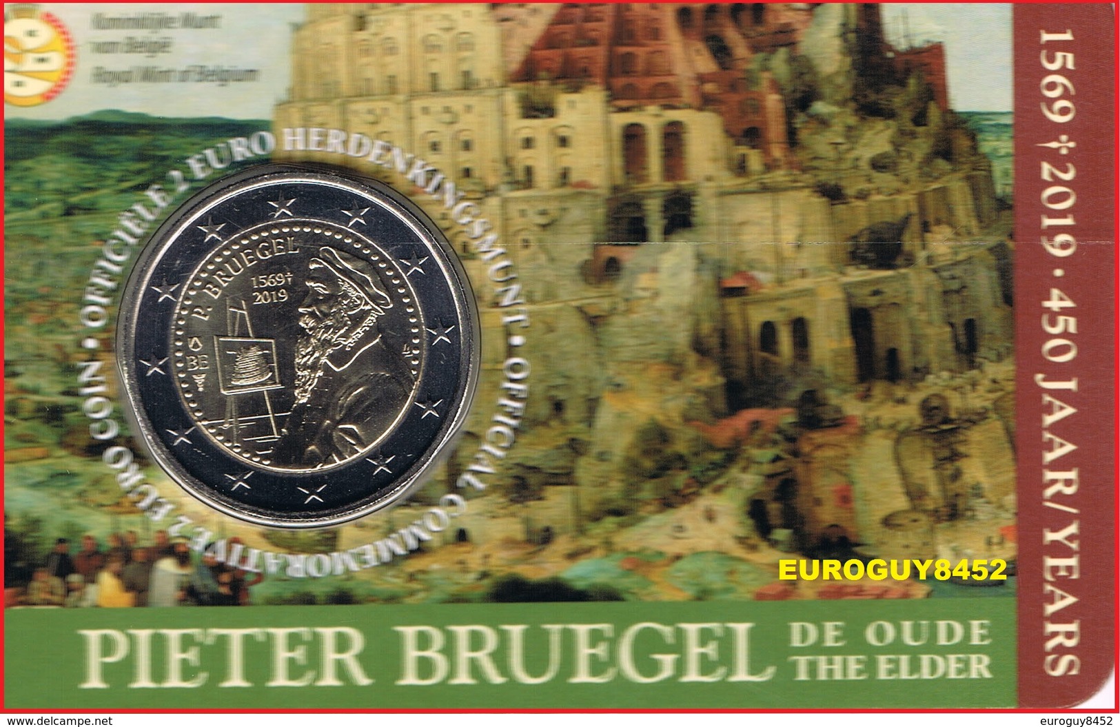 BELGIE - COINCARD 2 € COM. 2019 BU - PIETER BRUEGEL DE OUDE - NEDERLANDS - Belgique