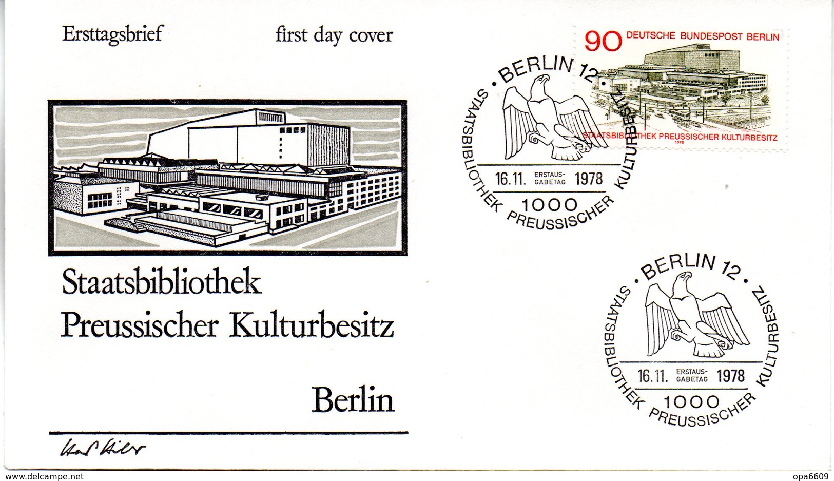 Westberlin Schmuck-FDC Mi.577 "Eröffnung Der Staatsbibliothek Preußischer Kulturbesitz, Berlin" ESSt 16.11.78 BERLIN 12 - Autres & Non Classés