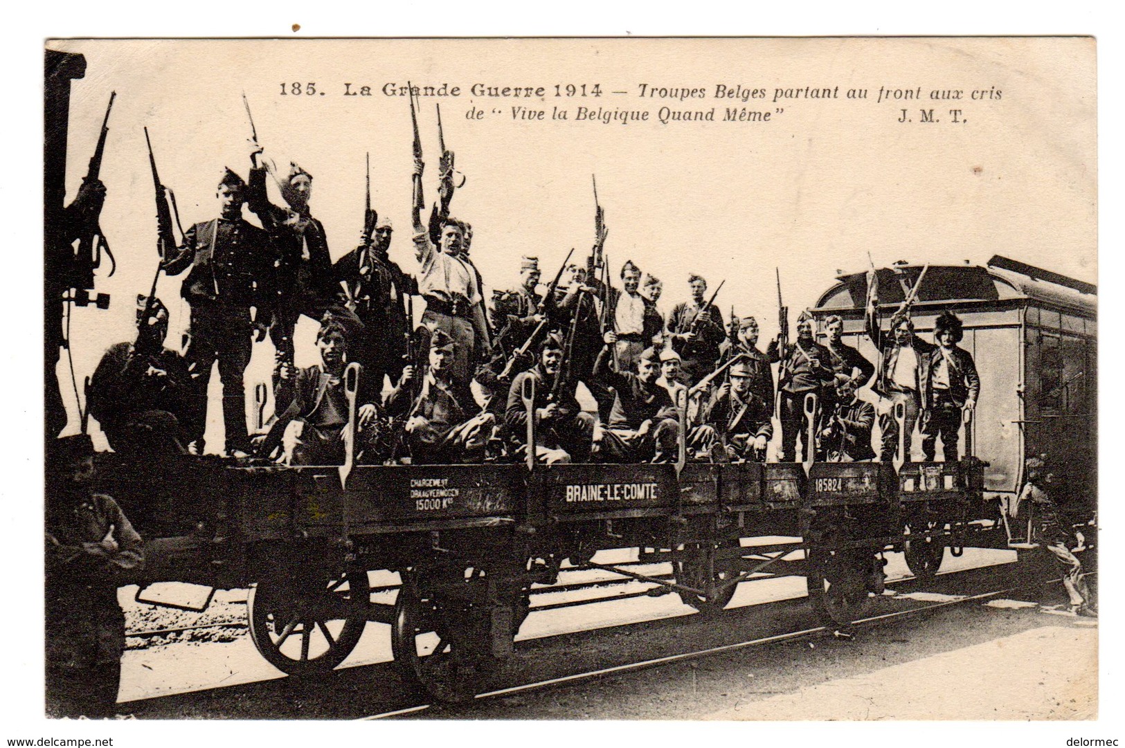 CPA Militaria Grande Guerre 1914 Braine Le Comte Belgique Hainaut  Troupes Belges Partant Au Front éditeur J.M.T. N°185 - Braine-le-Comte