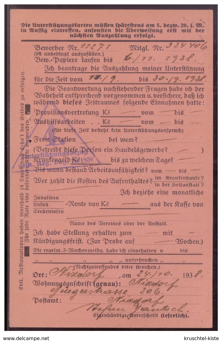 Böhmen Und Mähren (00007645) Postkarte Deutsche Handels Und Industrieangestellten Verband Assig Mit Appotierten Stempel - Cartas & Documentos