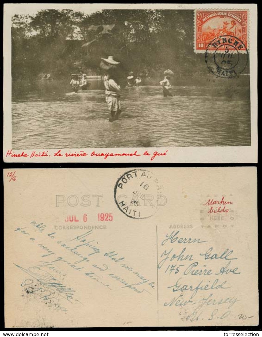 HAITI. 1925. HINCHE - USA. Fkd Rarelocal  Photo PPC Town Cancel Rarity! - Haití