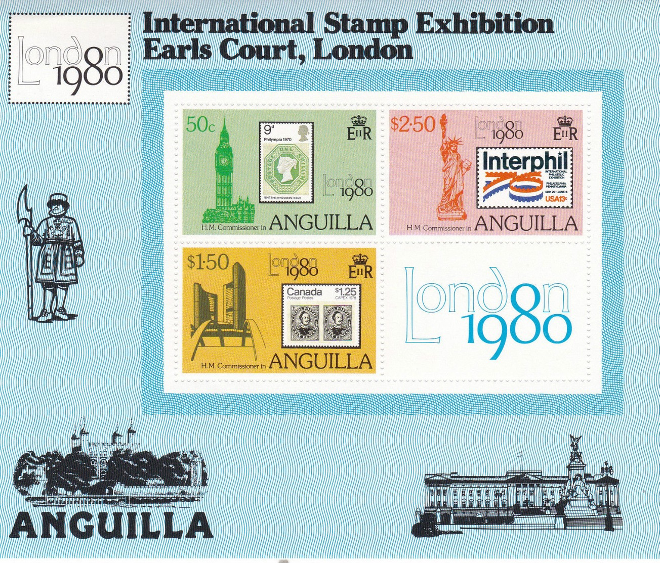 ANGUILLA, 1980 London 1980 S/s MNH - Anguilla (1968-...)