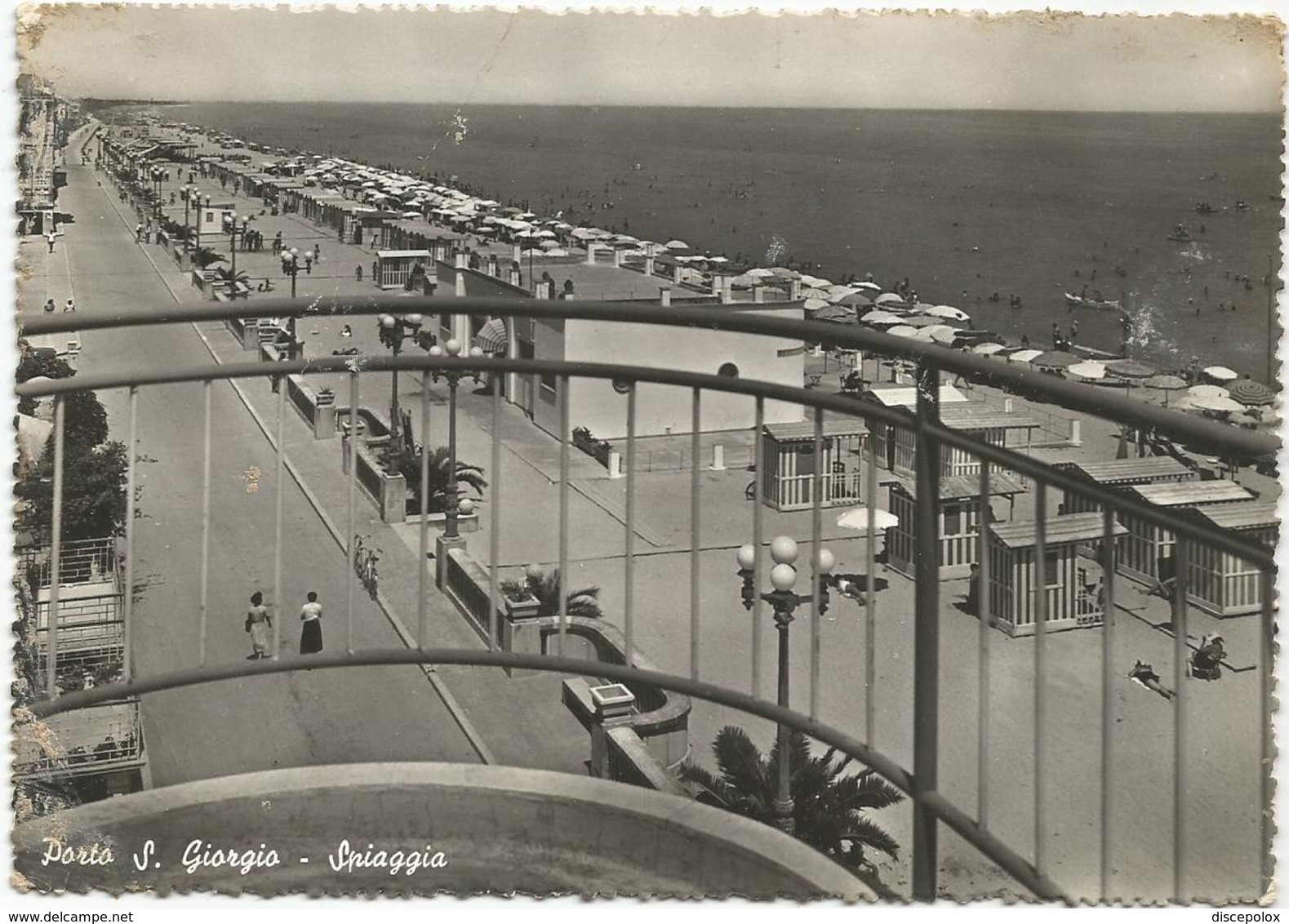 W1646 Porto San Giorgio (Fermo) - Panorama Della Spiaggia - Beach Strand Playa Plage / Viaggiata 1955 - Altri & Non Classificati