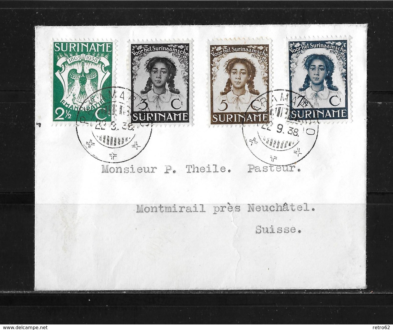 1938 NIEDERLANDE SURINAME → Brief Paramaribo Nach Montmirail Schweiz  ►RAR◄ - Surinam ... - 1975